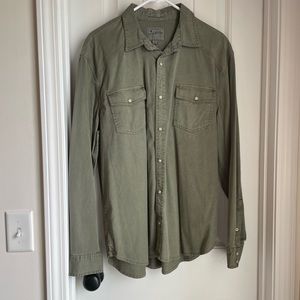 Lucky Brand size large pearl snap button down green